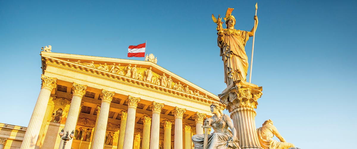 The Austrian Parliament Building in Vienna, Austria